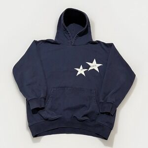 Aelfric Eden Mens Navy Y2K Streetwear White Star Graphic Pullover Hoodie Size L
